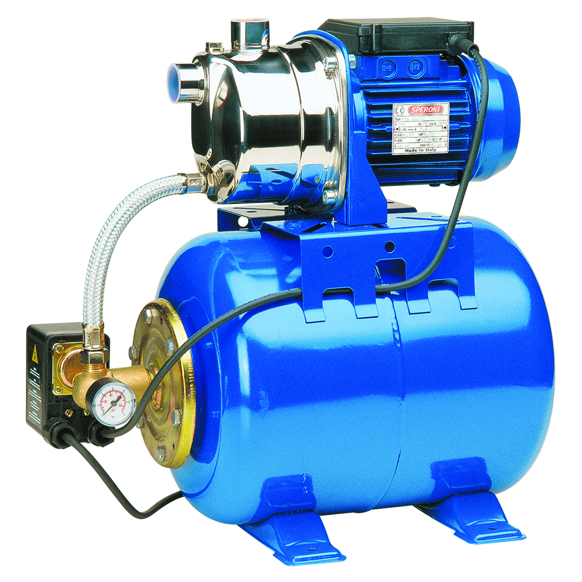 Speroni, Jet Pump, Max. Flow 792 GPH, Port Size 1 in, Model# CAM80/22 0.8Hp-110/220V SS304
